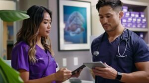 healthcare professionals consulting digitally