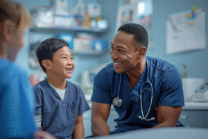 man working as paediatrician
