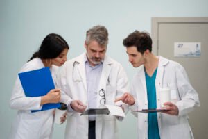 medium shot doctors discussing